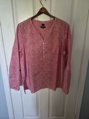 Liberty of London Pink Paisley Long-Sleeve Henley Top. XL